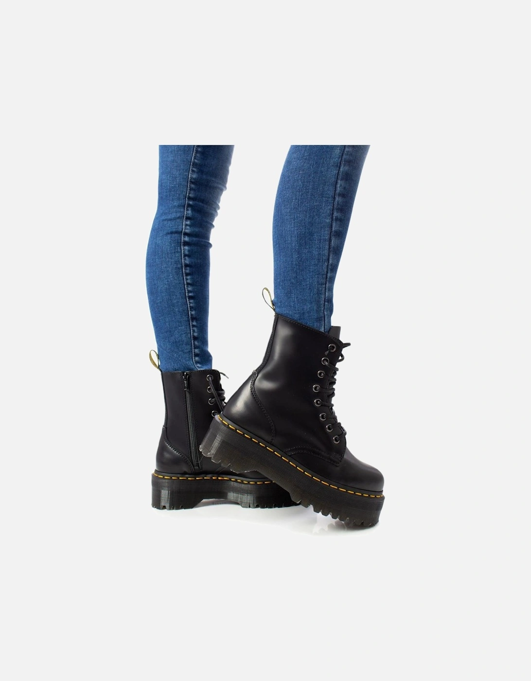 Leather Block Heel Boots Women - Black, 6 of 5