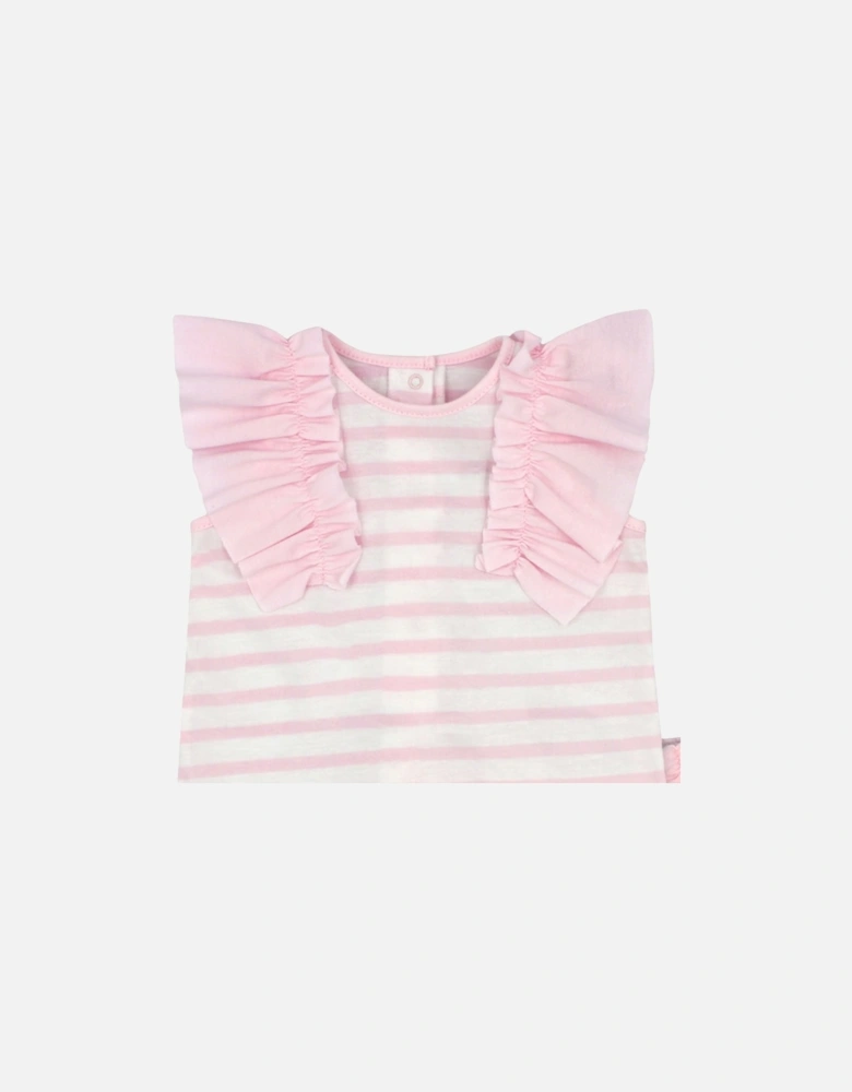 Girls Pale Pink Stripe Short Set