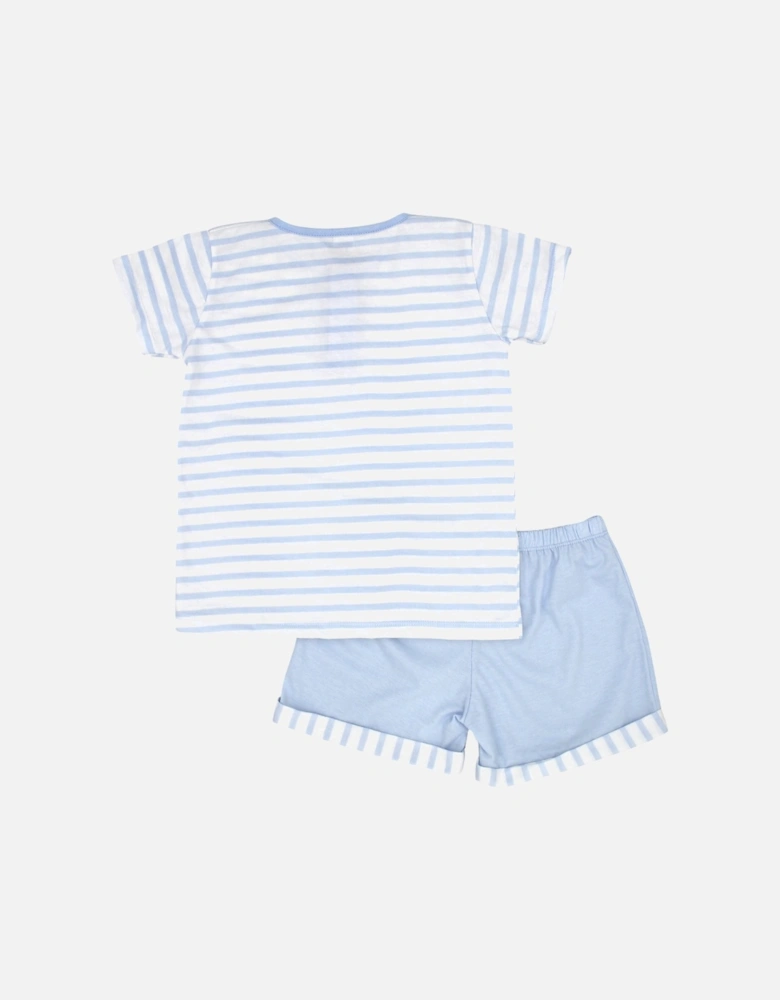 Boys Pale Blue Stripe Short Set