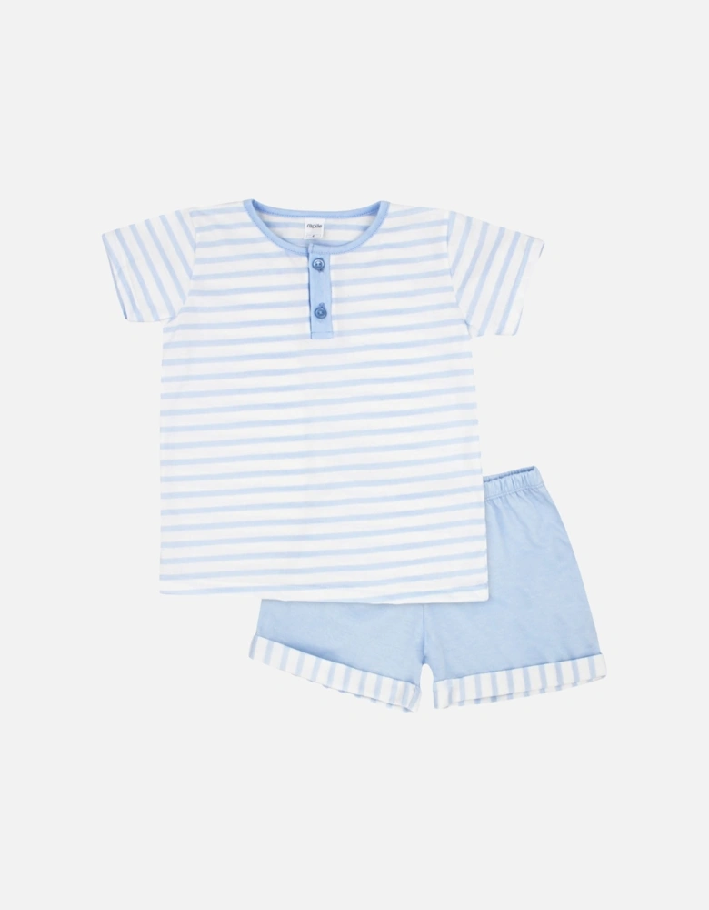 Boys Pale Blue Stripe Short Set