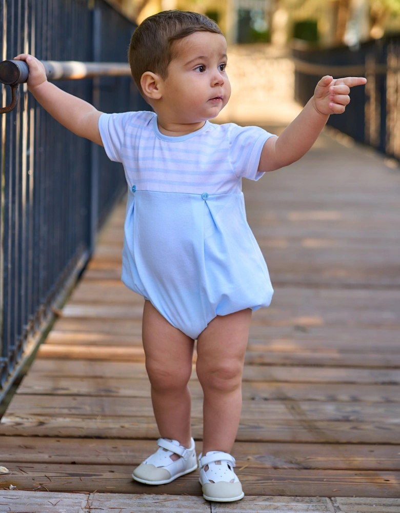 Boys Pale Blue Stripe Romper