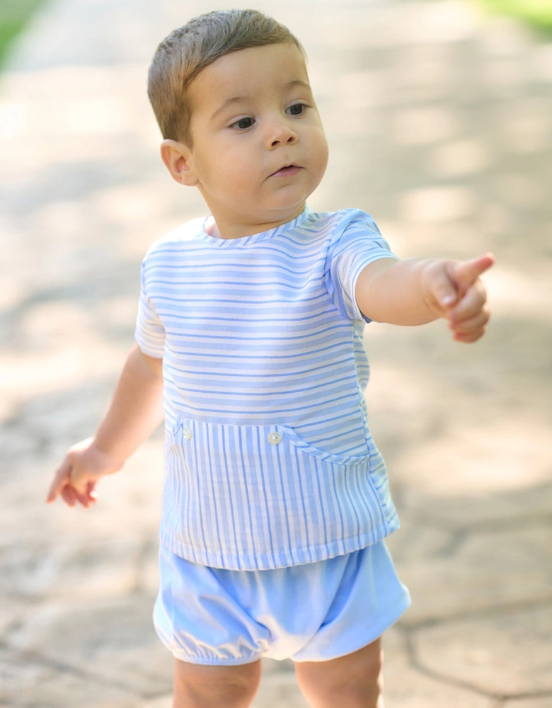 Boys Pale Blue Stripe Jam Pant Set