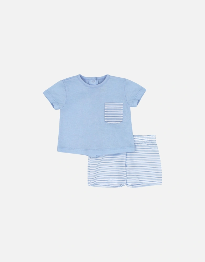 Boys Pale Blue Stripe Short Set