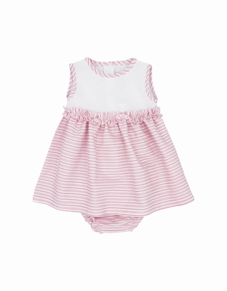 Girls Pale Pink Stripe Dress Set