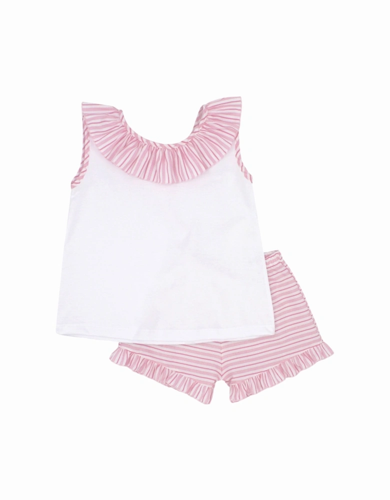 Girls Pale Pink Stripe Short Set