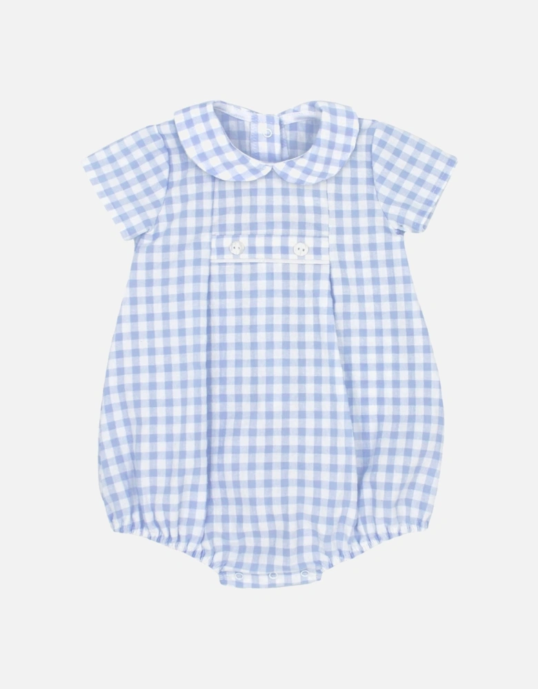 Boys Pale Blue Gingham Romper