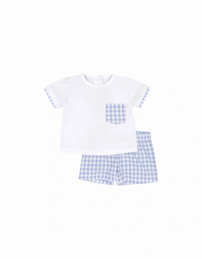 Boys Pale Blue Gingham Short Set