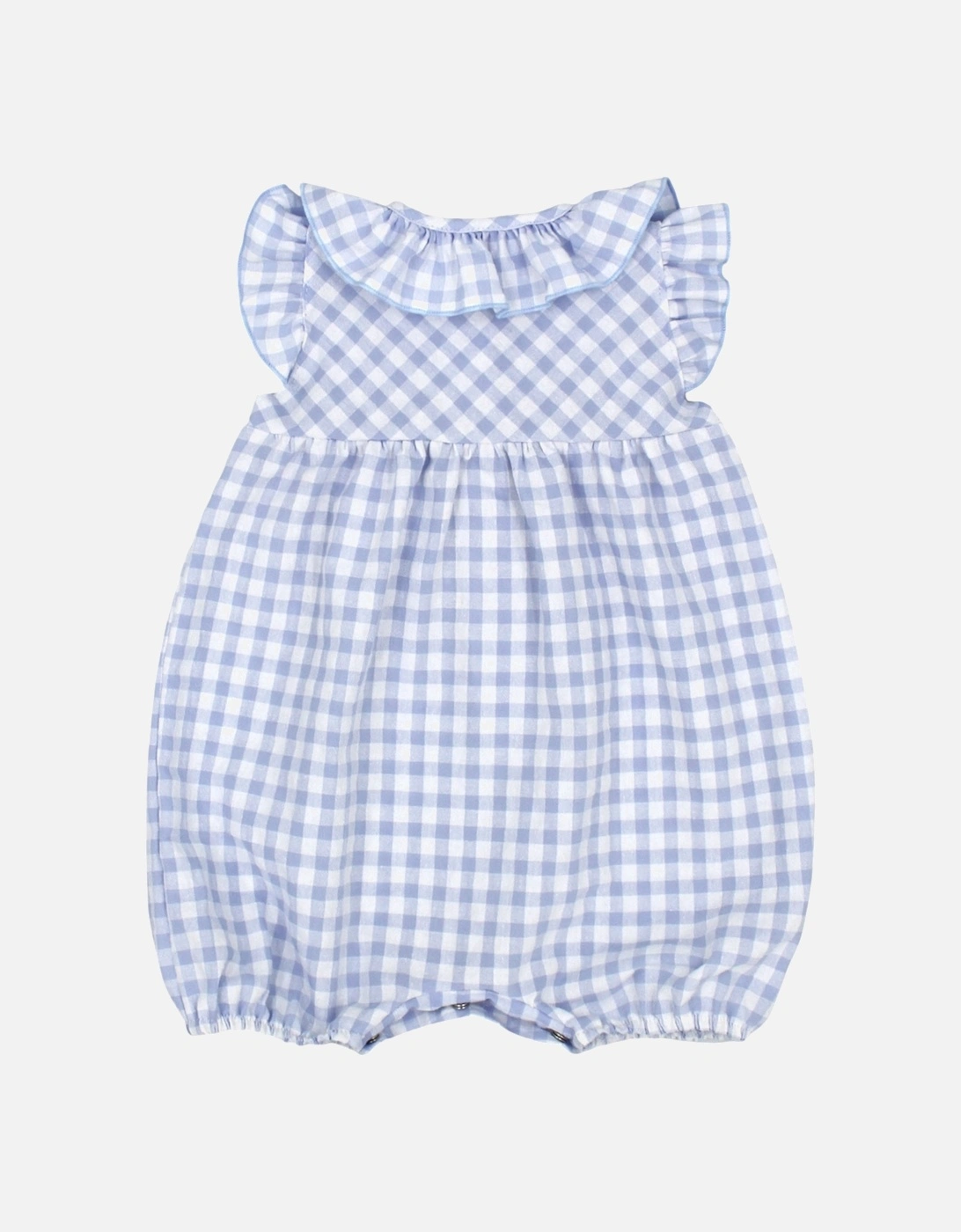 Girls Pale Blue Gingham Romper