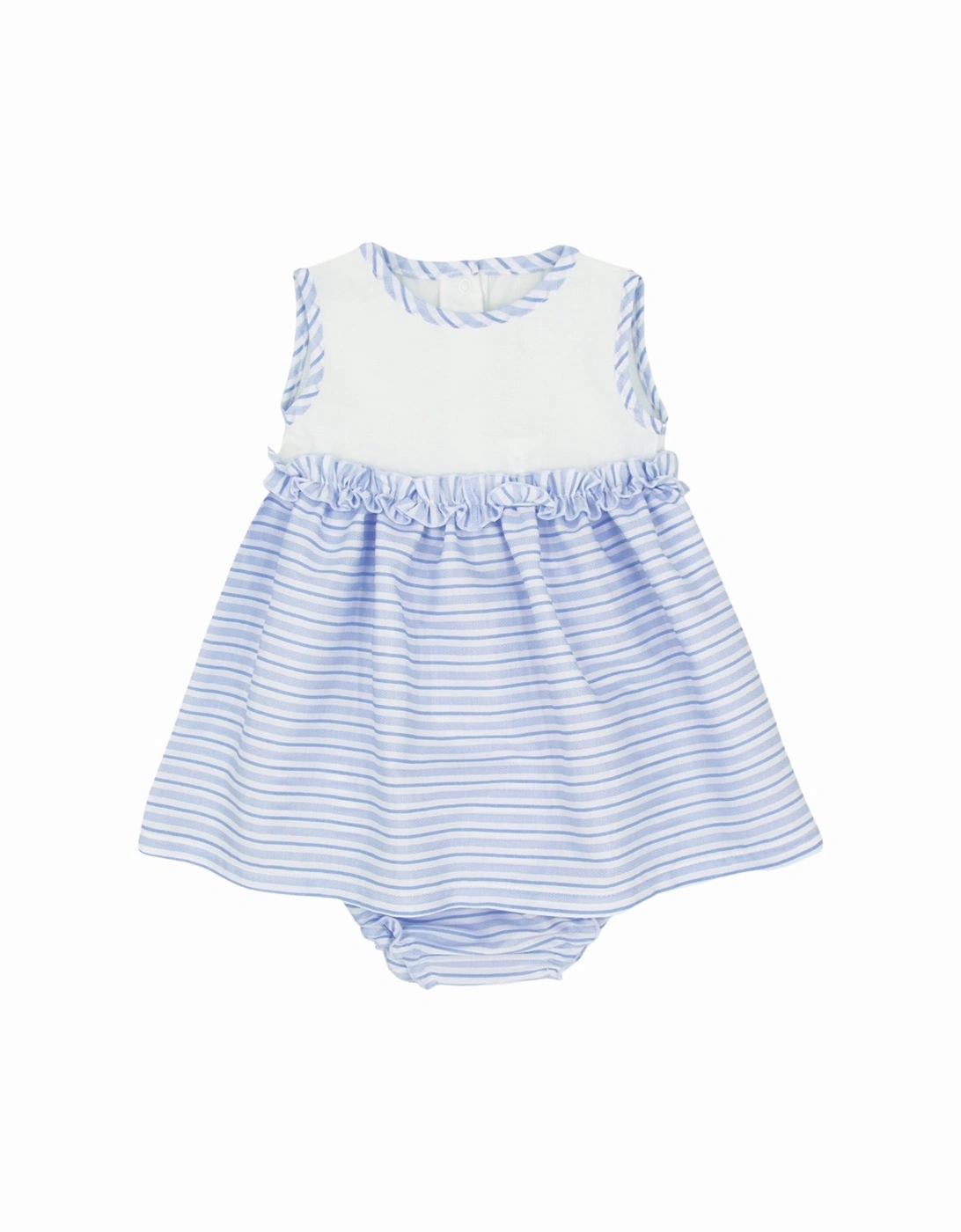 Girls Pale Blue Stripe Dress Set, 3 of 2