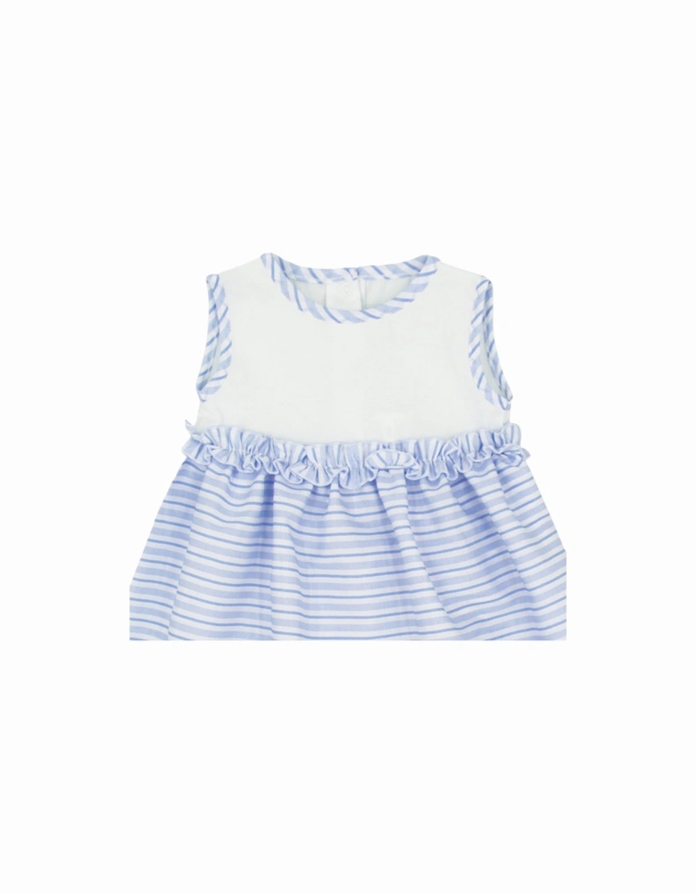 Girls Pale Blue Stripe Dress Set