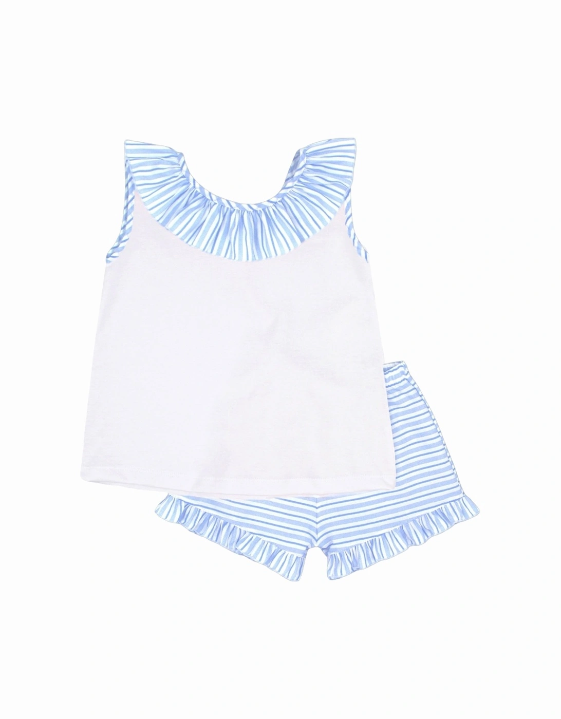 Girls Pale Blue Stripe Short Set, 5 of 4