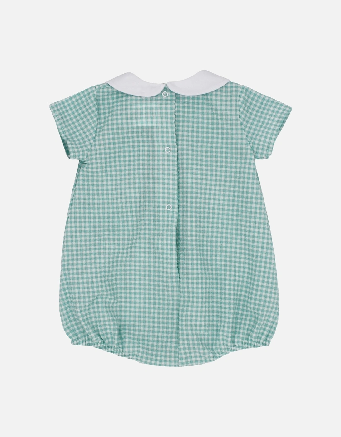 Boys Green Gingham Collared Romper