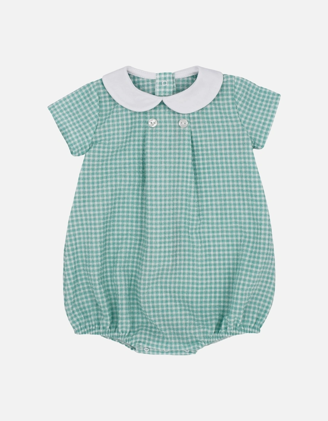 Boys Green Gingham Collared Romper, 3 of 2