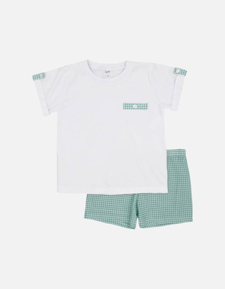 Boys Green Gingham Short Set