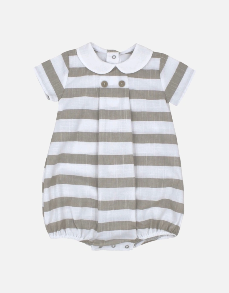 Boys Beige Stripe Romper.