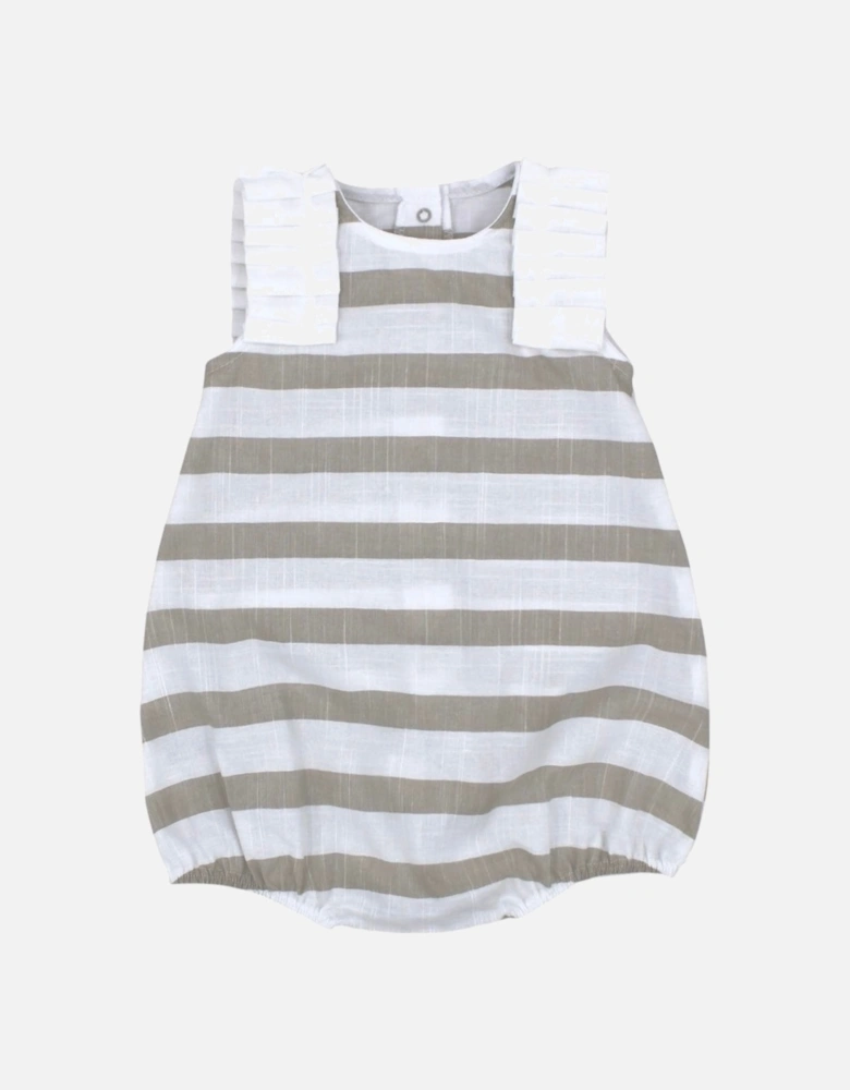 Girls Beige Stripe Romper