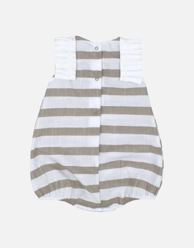 Girls Beige Stripe Romper