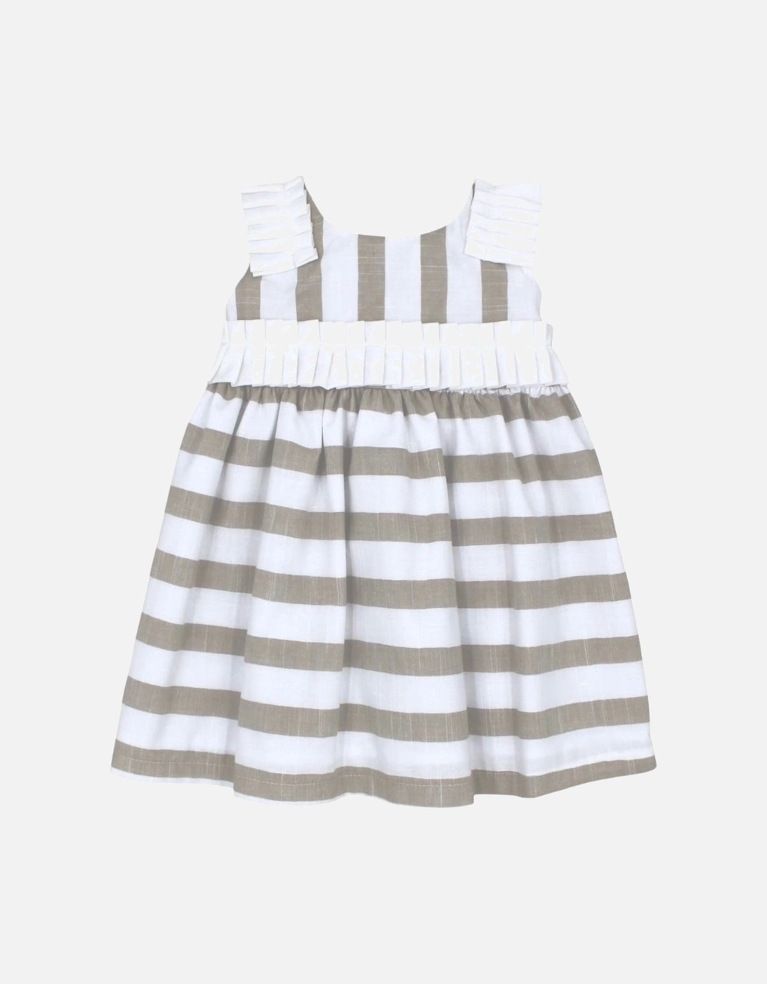 Girls Beige Stripe Dress., 6 of 5