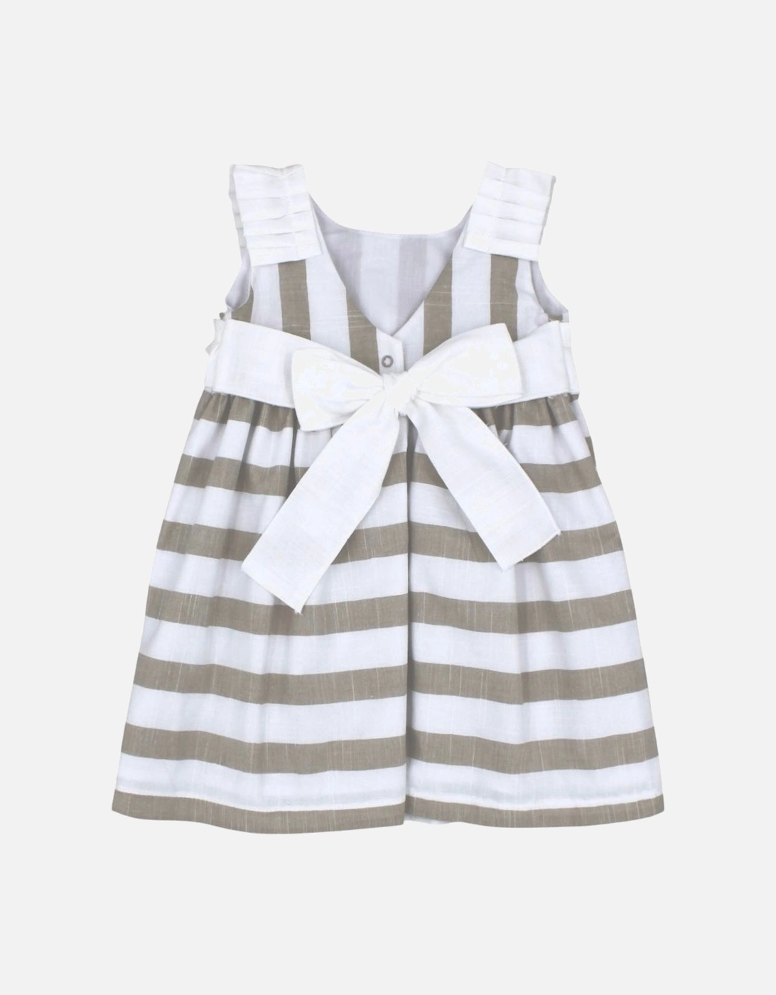 Girls Beige Stripe Dress.