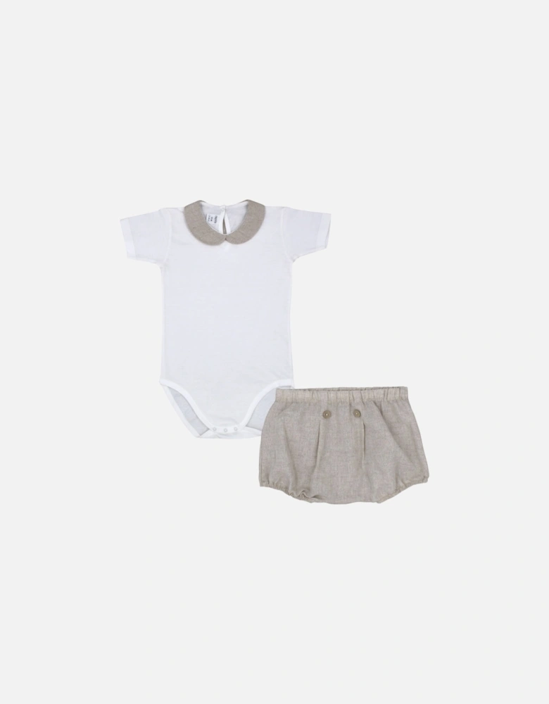 Boys Beige Linen Jam Pant Set