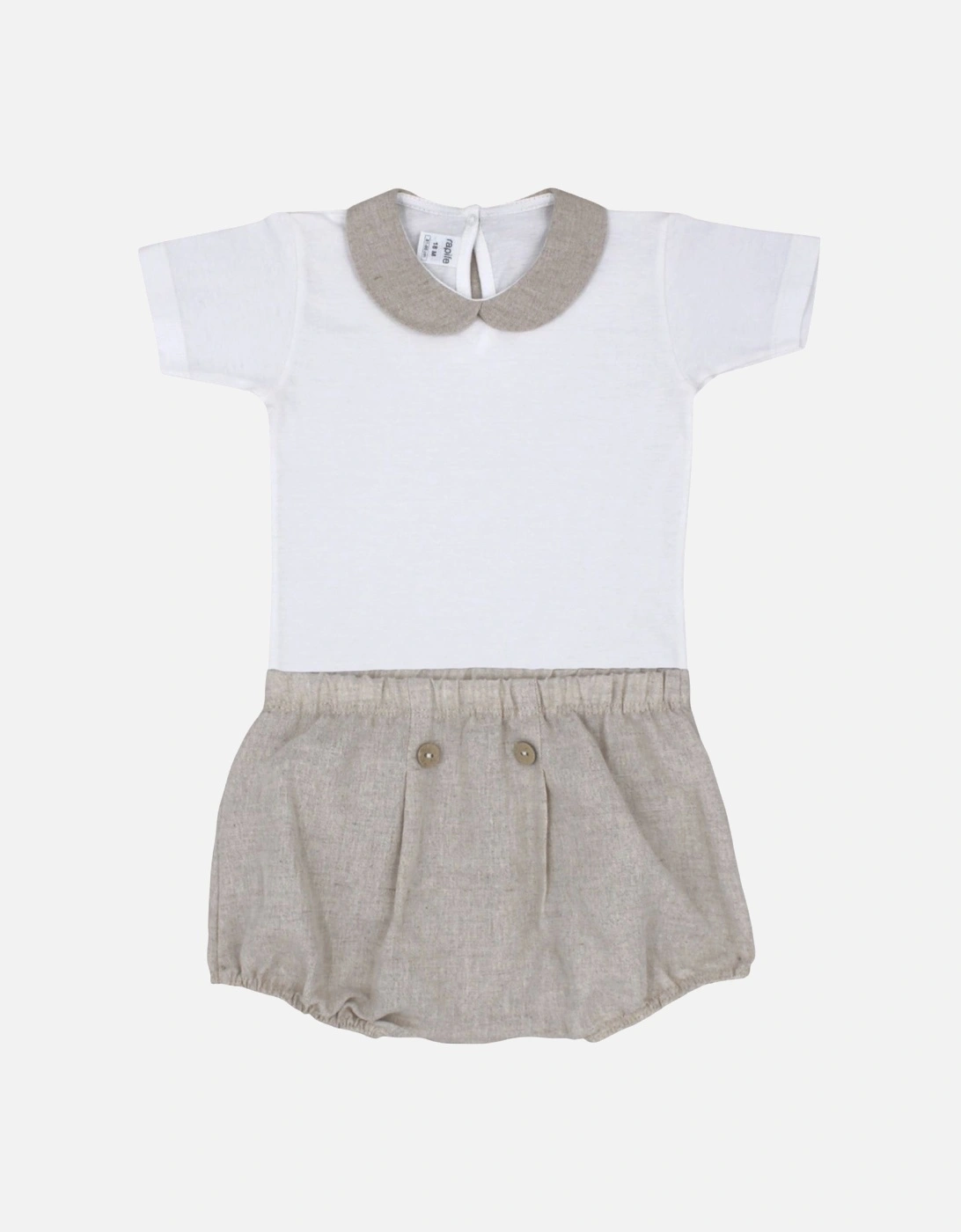 Boys Beige Linen Jam Pant Set