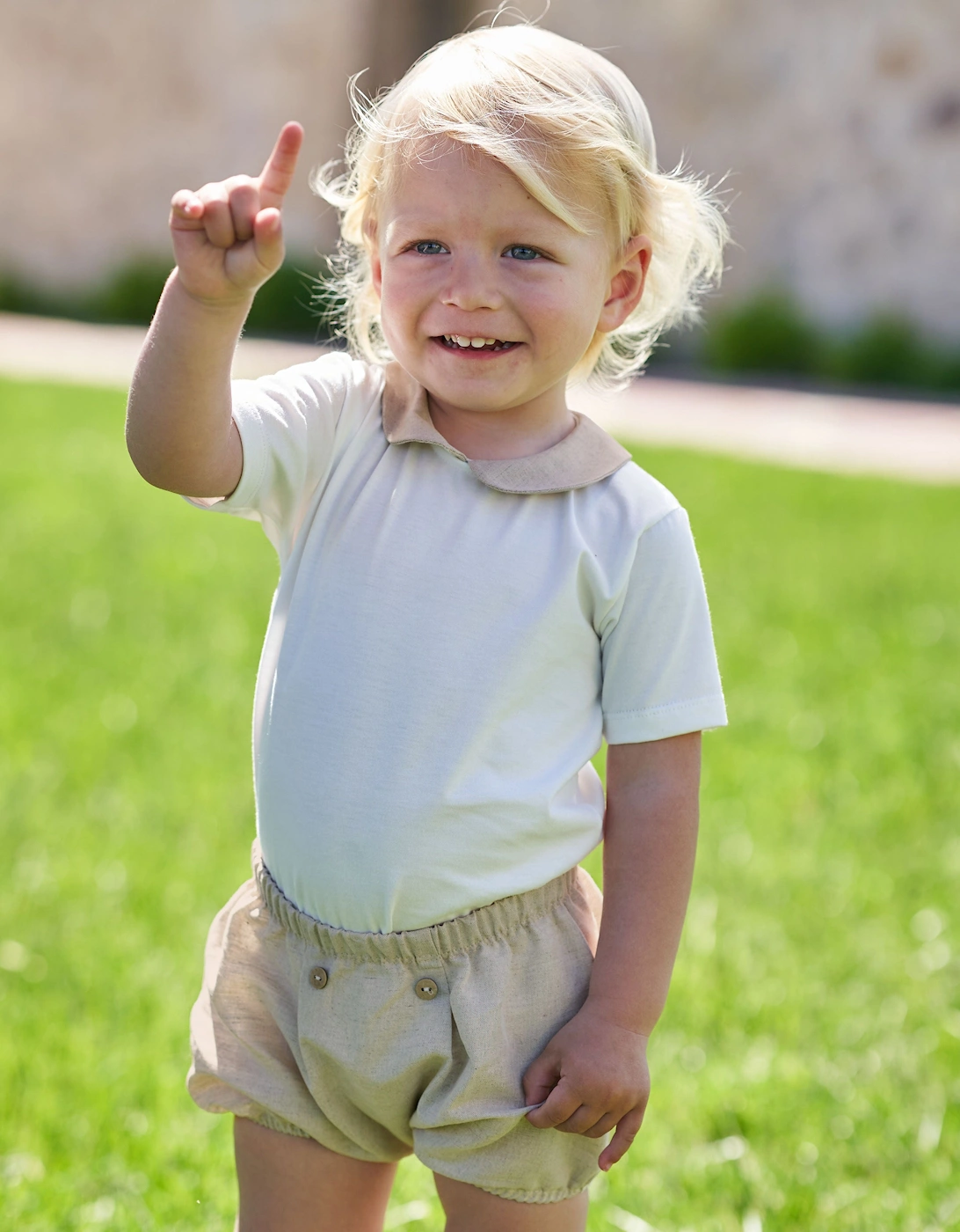 Boys Beige Linen Jam Pant Set