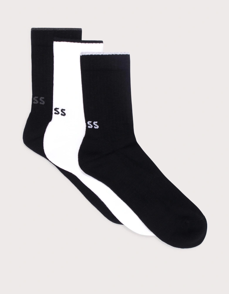 3 Pack Rib Logo Bamboo Socks