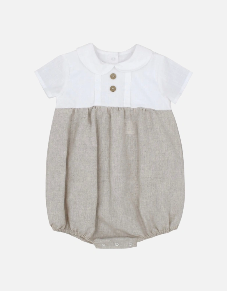 Boys Beige Linen Romper