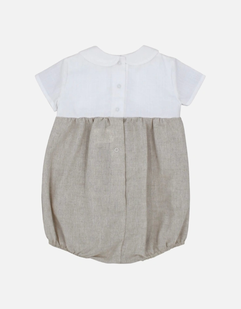 Boys Beige Linen Romper