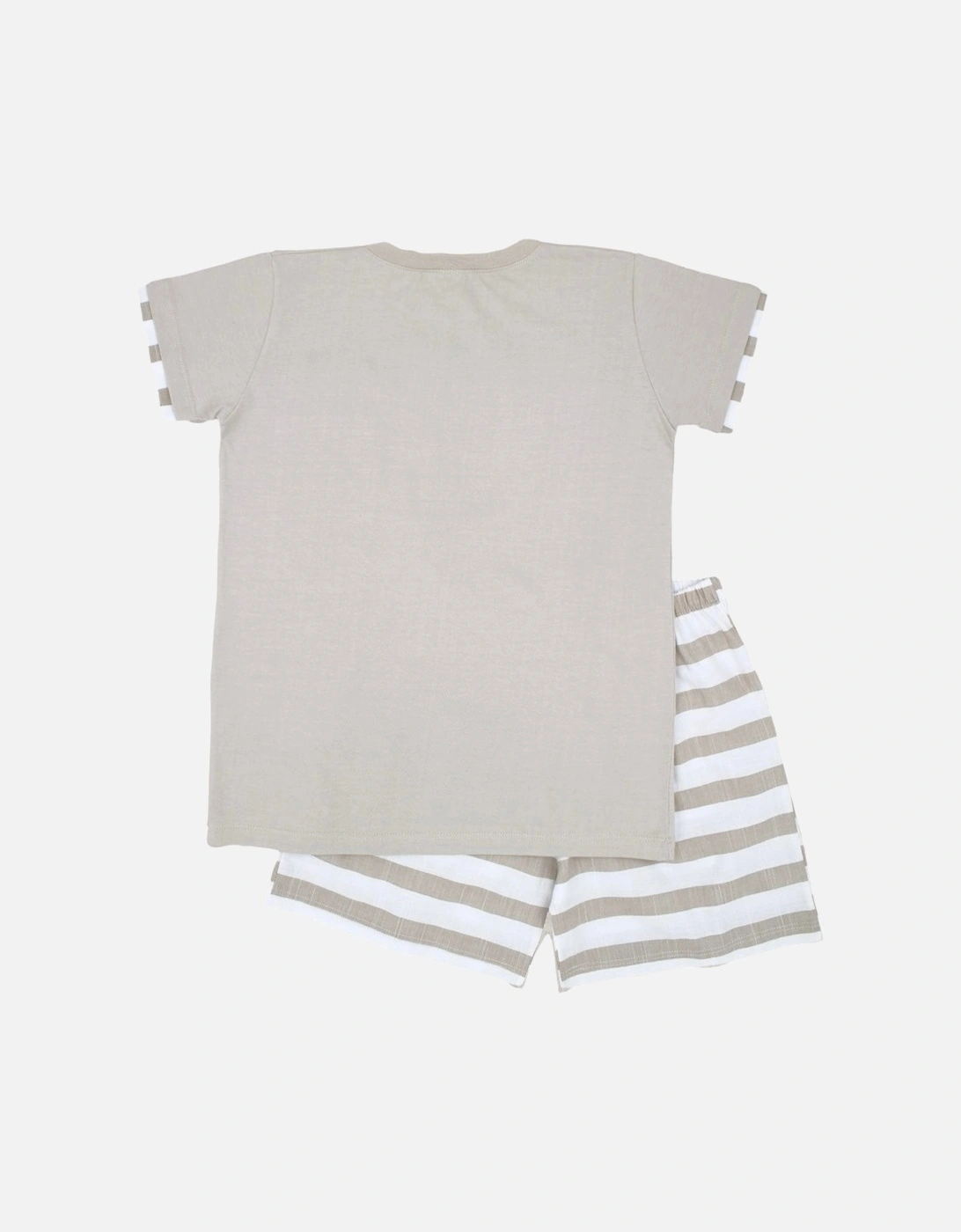 Boys Beige Stripe Short Set.