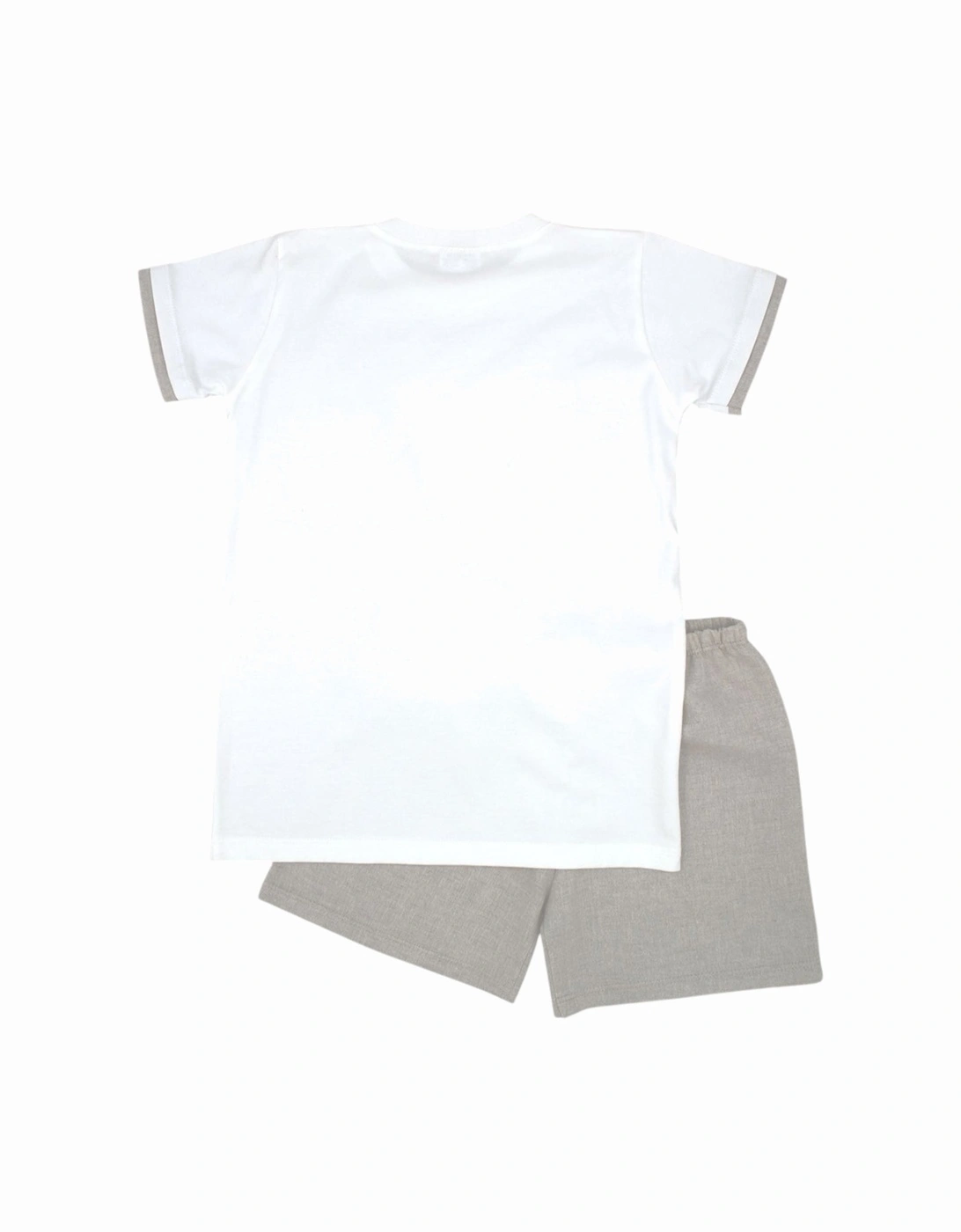 Boys Beige Linen Short Set