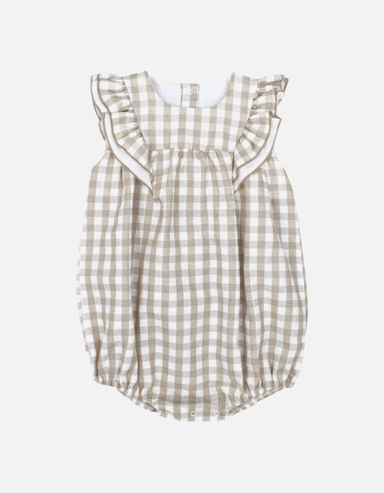 Girls Beige Check Romper