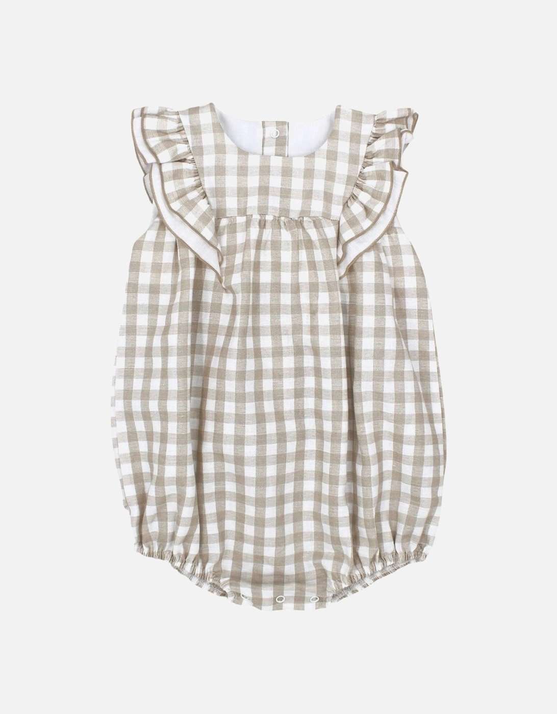 Girls Beige Check Romper, 4 of 3