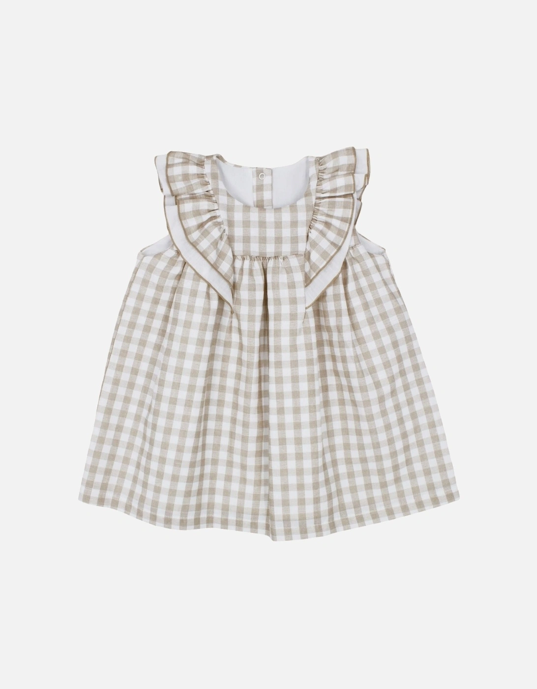 Girls Beige Check Dress, 4 of 3