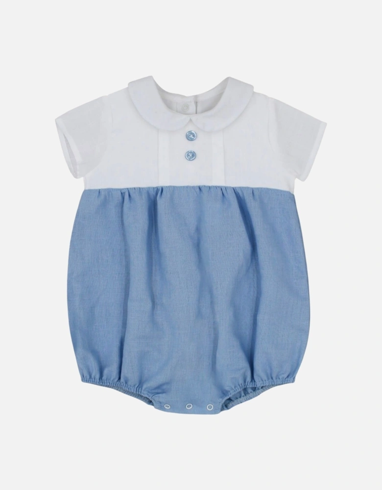 Boys Blue Linen Romper