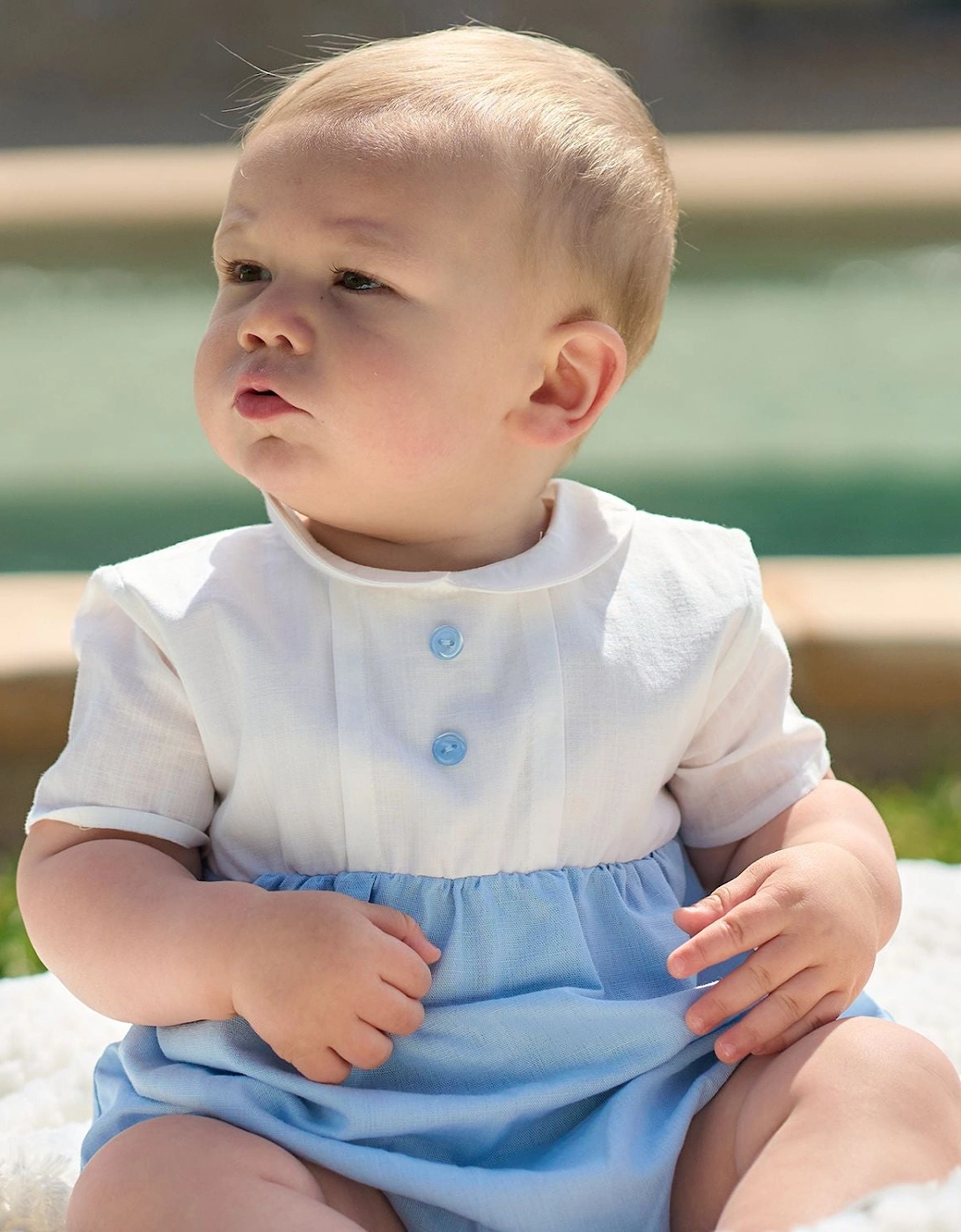 Boys Blue Linen Romper