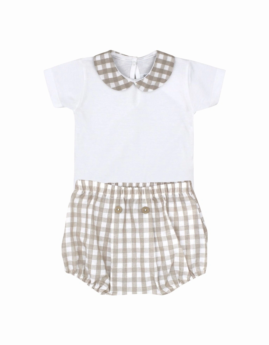 Boys Beige Check Jam Pant Set