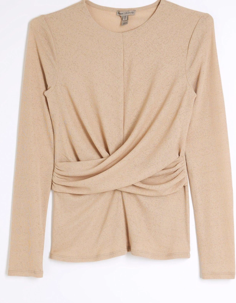 Mock Wrap Top - Light Beige