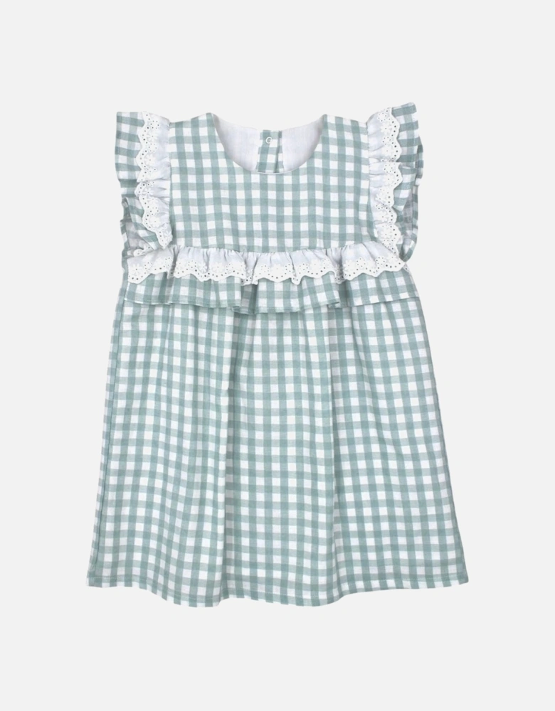 Girls Green Check Dress