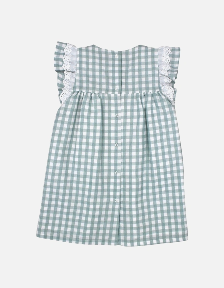 Girls Green Check Dress