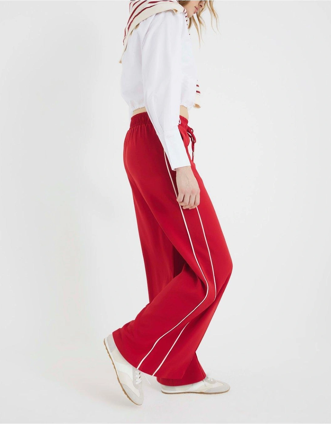 Wide Leg Side Stripe Trouser - Red