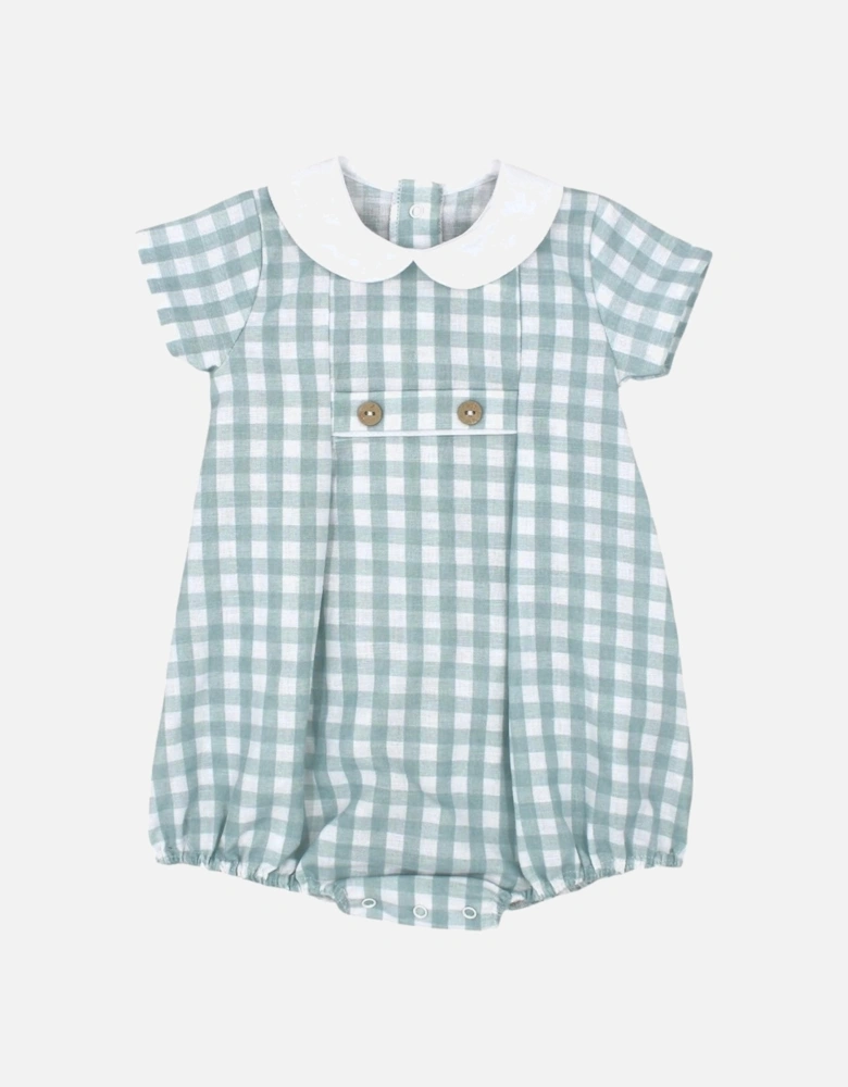 Boys Green Check Romper