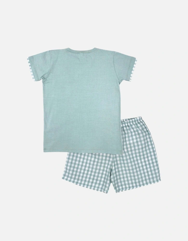 Boys Green Check Short Set