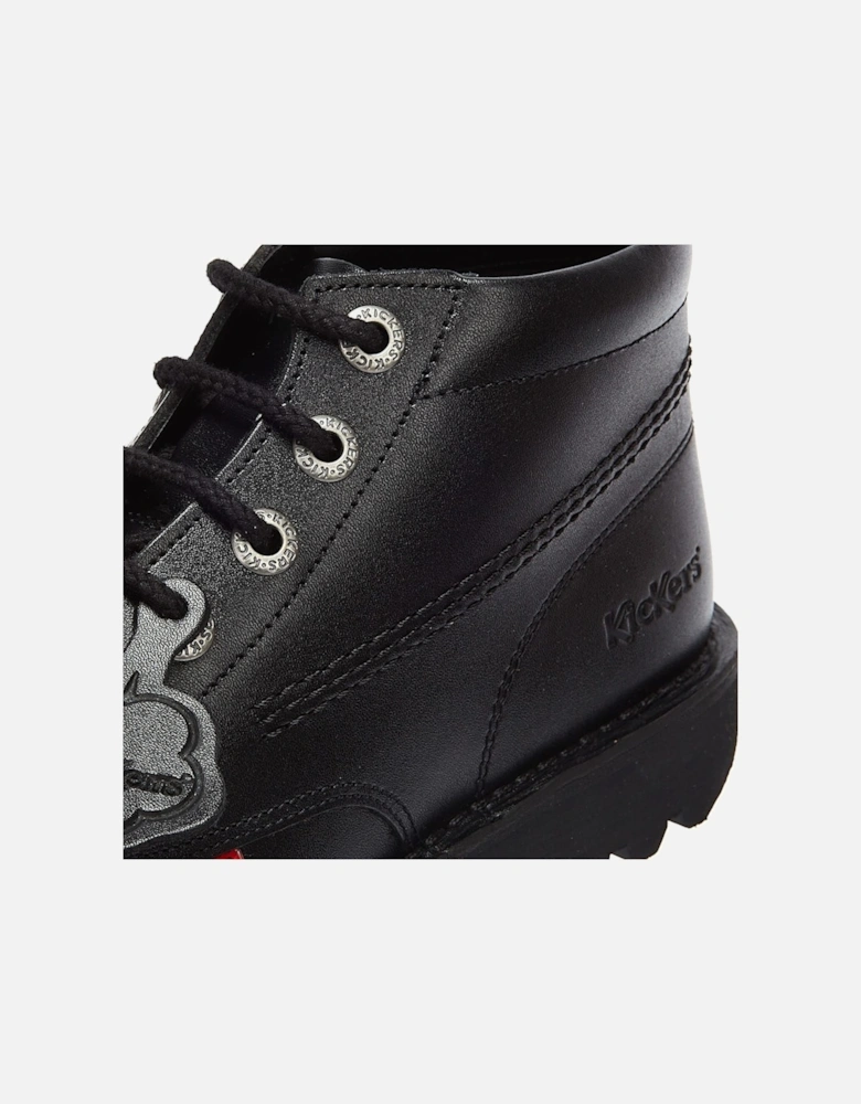 Kick Hi Youth Black Leather Ankle School Boots