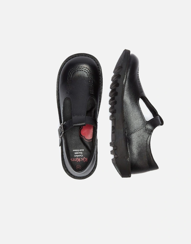 Kick T Junior Black Leather Shoes