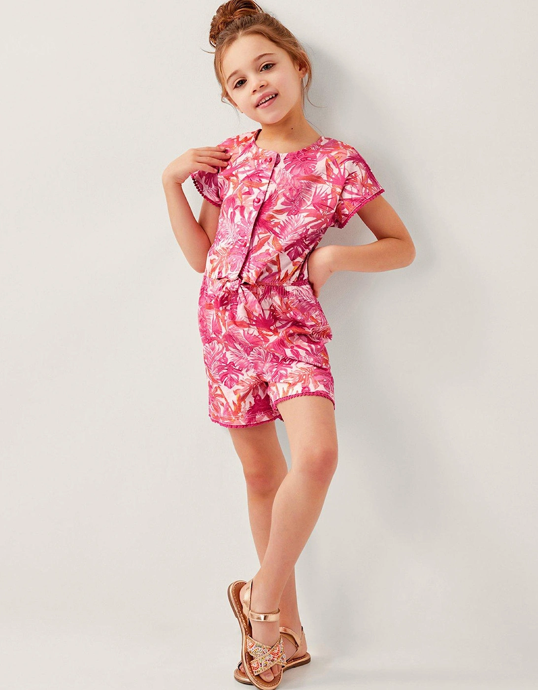 Girls Birds Of Paradise Short Sleeve Playsuit - Pink, 2 of 1