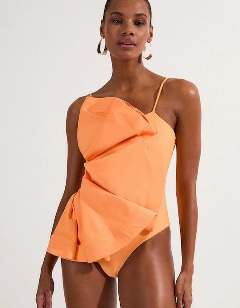 Drama Ruffle Strappy High Leg Swimsuit