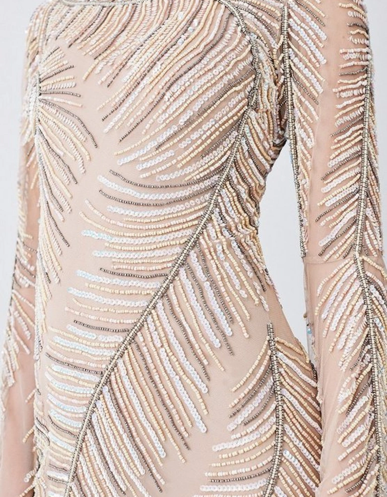 Petite Feather Crystal Embellished Maxi Dress