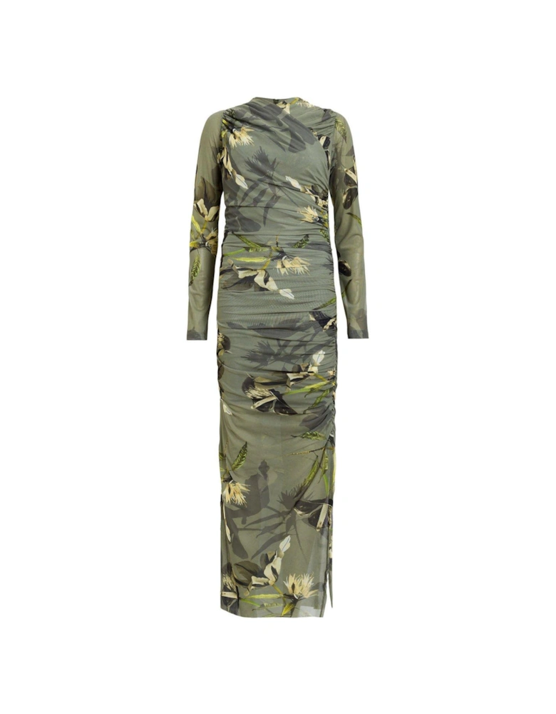 Hanako Print Mesh Wrap Maxi Dress - Green