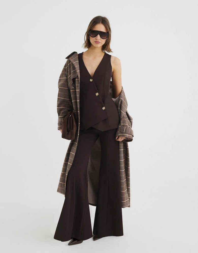 Wide Flare Trousers - Dark Brown